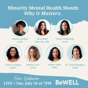 Image of Minority Mental Health Month advocates. Image reads "Minority Mental Health: Why it Matters"